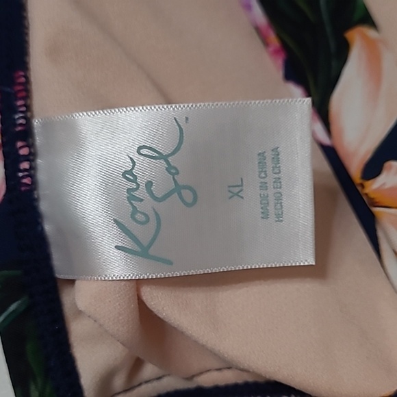 Kona Sol Navy Blue Floral Triangle Bikini Top size XL - Picture 4 of 6